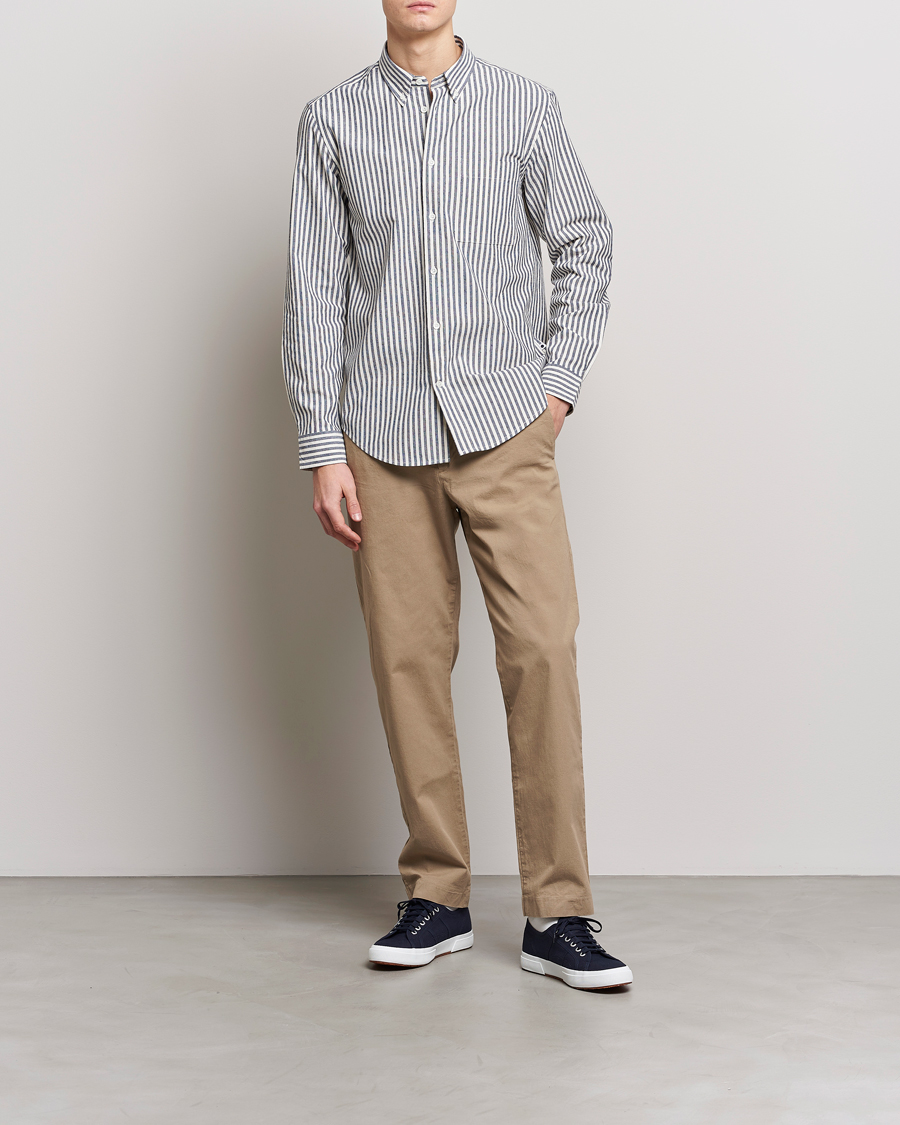 Herr | Skjortor | NN07 | Arne Creppe Striped Shirt Navy/White