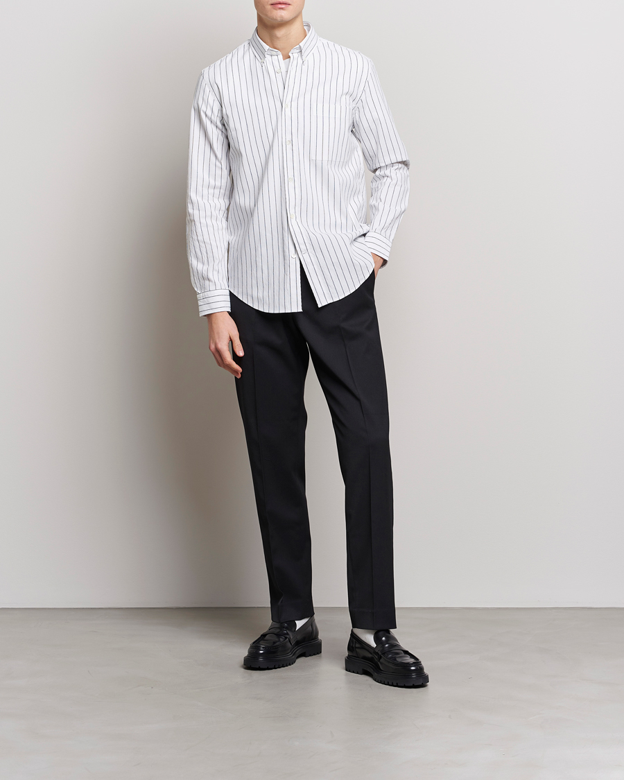 Herr | Skjortor | NN07 | Arne Creppe Striped Shirt Black/White