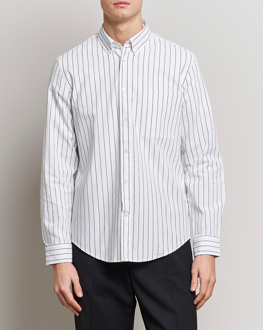 Herr |  | NN07 | Arne Creppe Striped Shirt Black/White