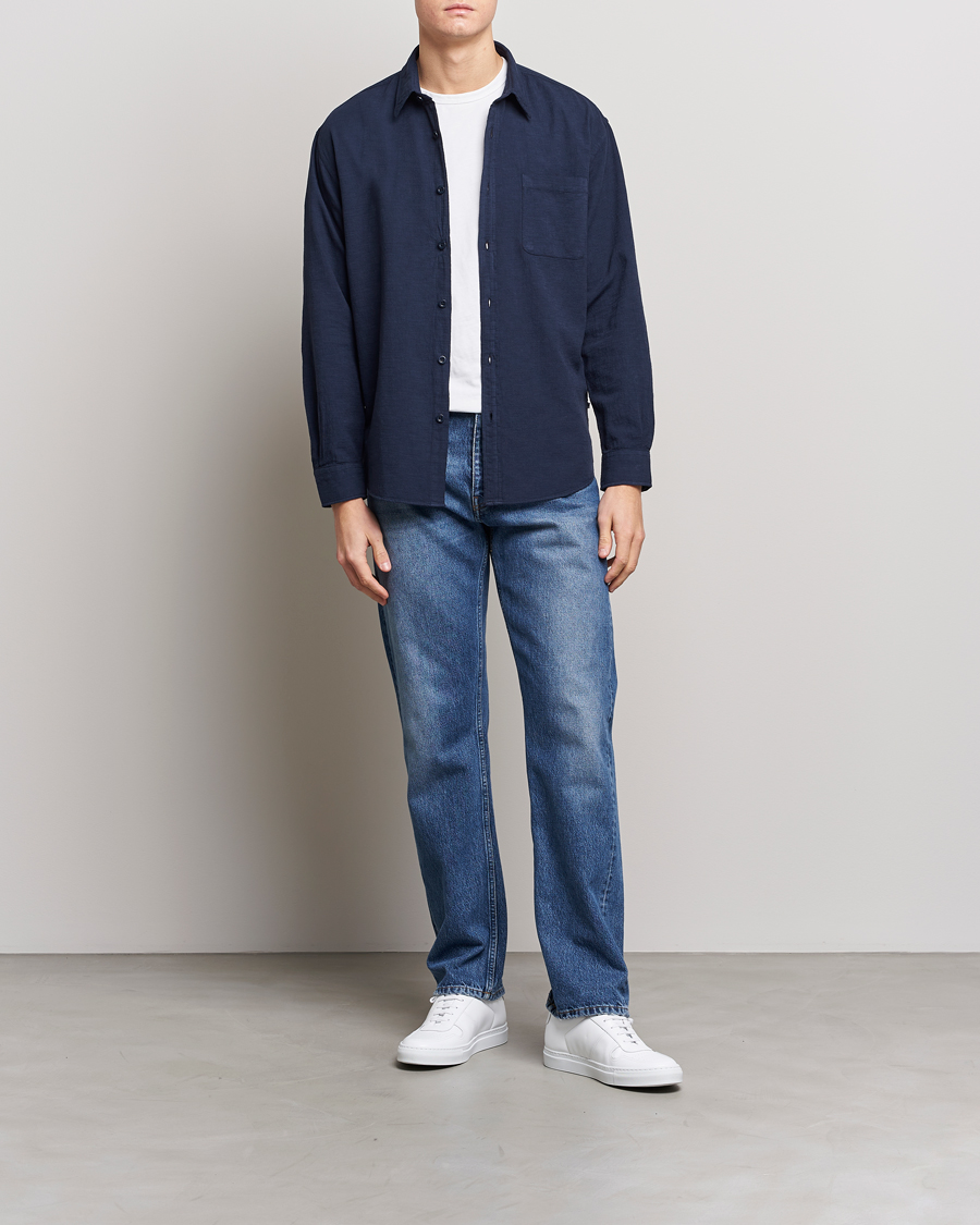 Herr | Skjortor | NN07 | Deon Jacquard Shirt Navy Blue