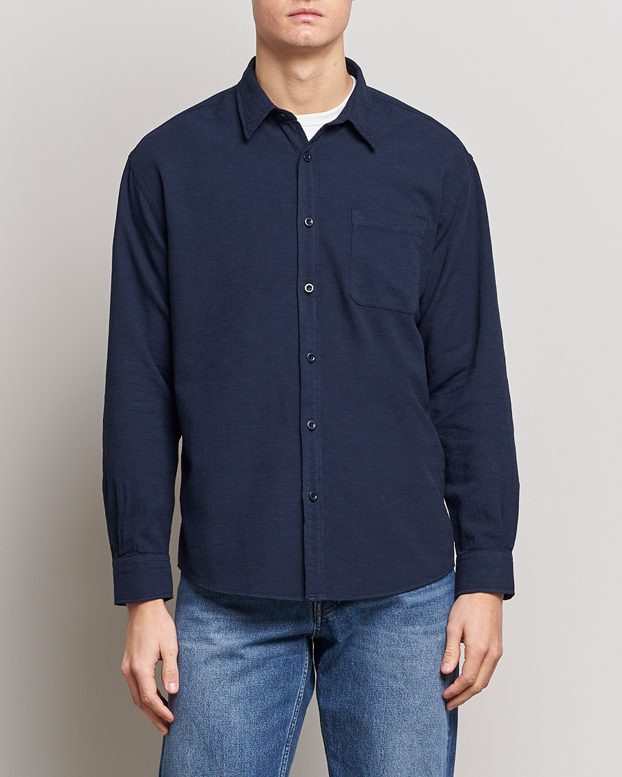 Herr | Skjortor | NN07 | Deon Jacquard Shirt Navy Blue