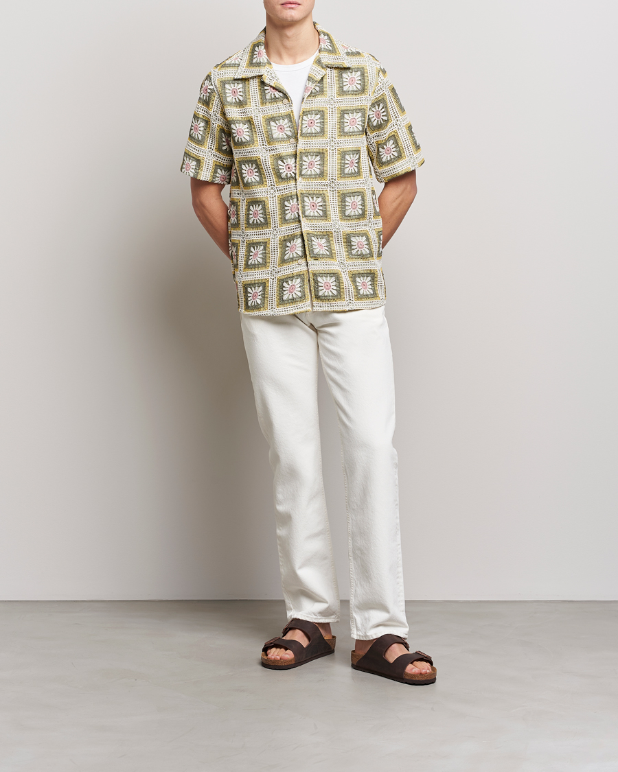 Herr | Skjortor | NN07 | Julio Flower Short Sleeve Shirt Pale Green