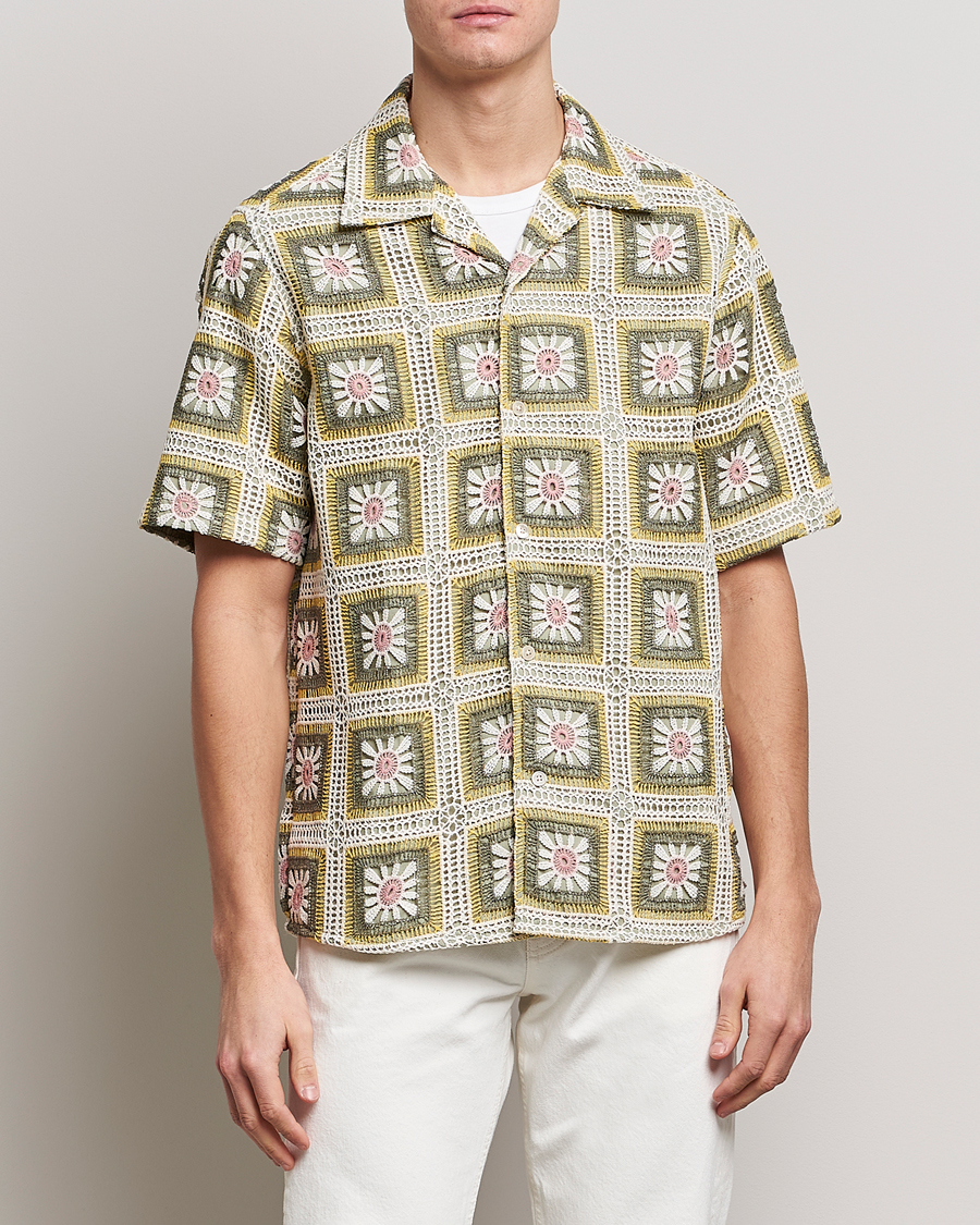 Herr | Kortärmade skjortor | NN07 | Julio Flower Short Sleeve Shirt Pale Green