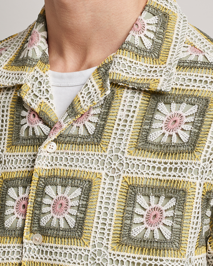 Herr | Skjortor | NN07 | Julio Flower Short Sleeve Shirt Pale Green
