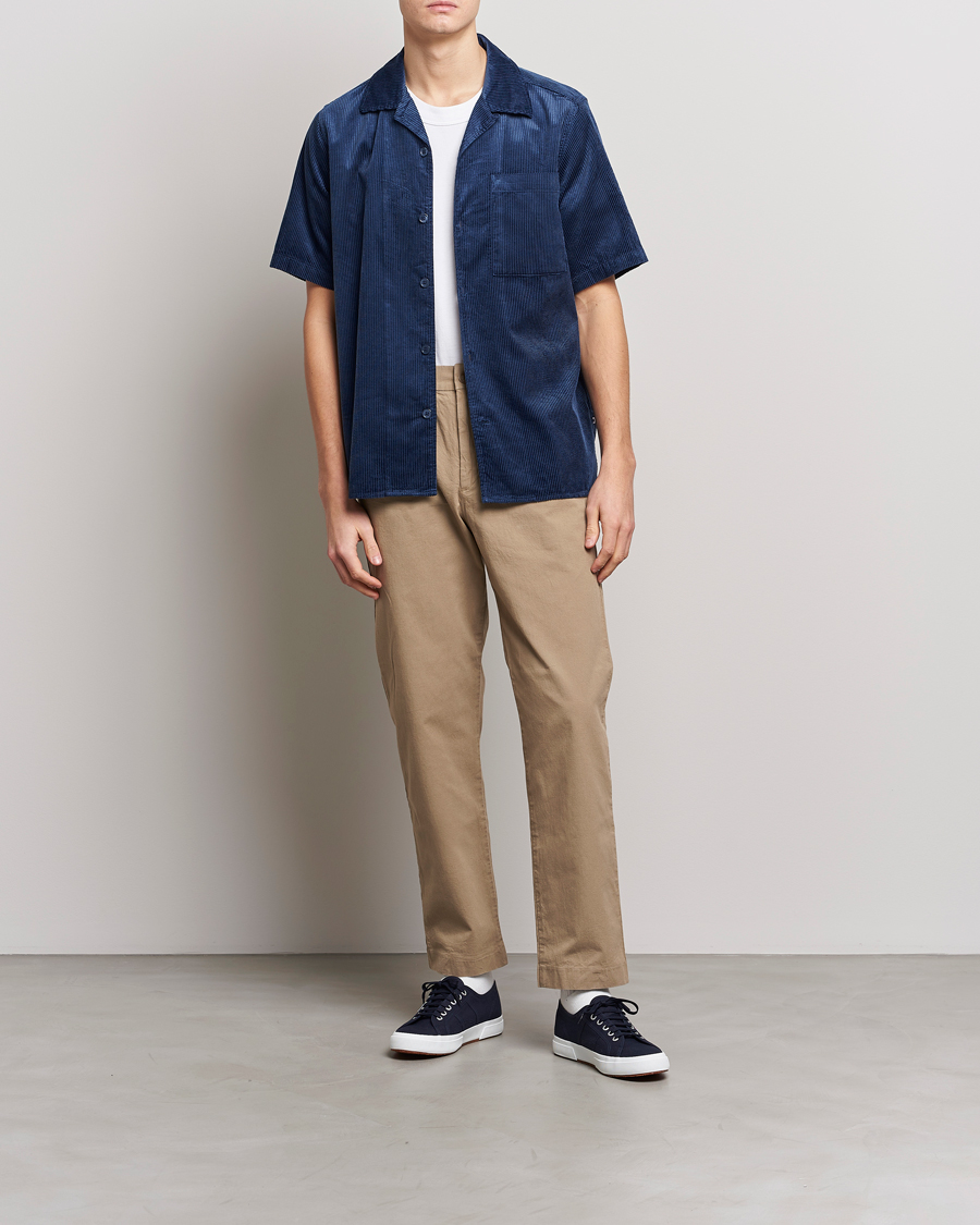 Herr | Skjortor | NN07 | Julio Tencel Corduroy Short Sleeve Shirt Sargasso Sea