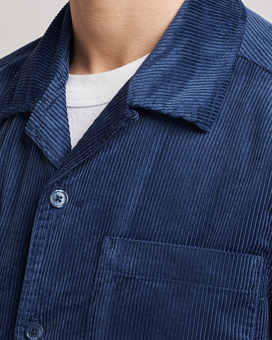 Herr | Skjortor | NN07 | Julio Tencel Corduroy Short Sleeve Shirt Sargasso Sea