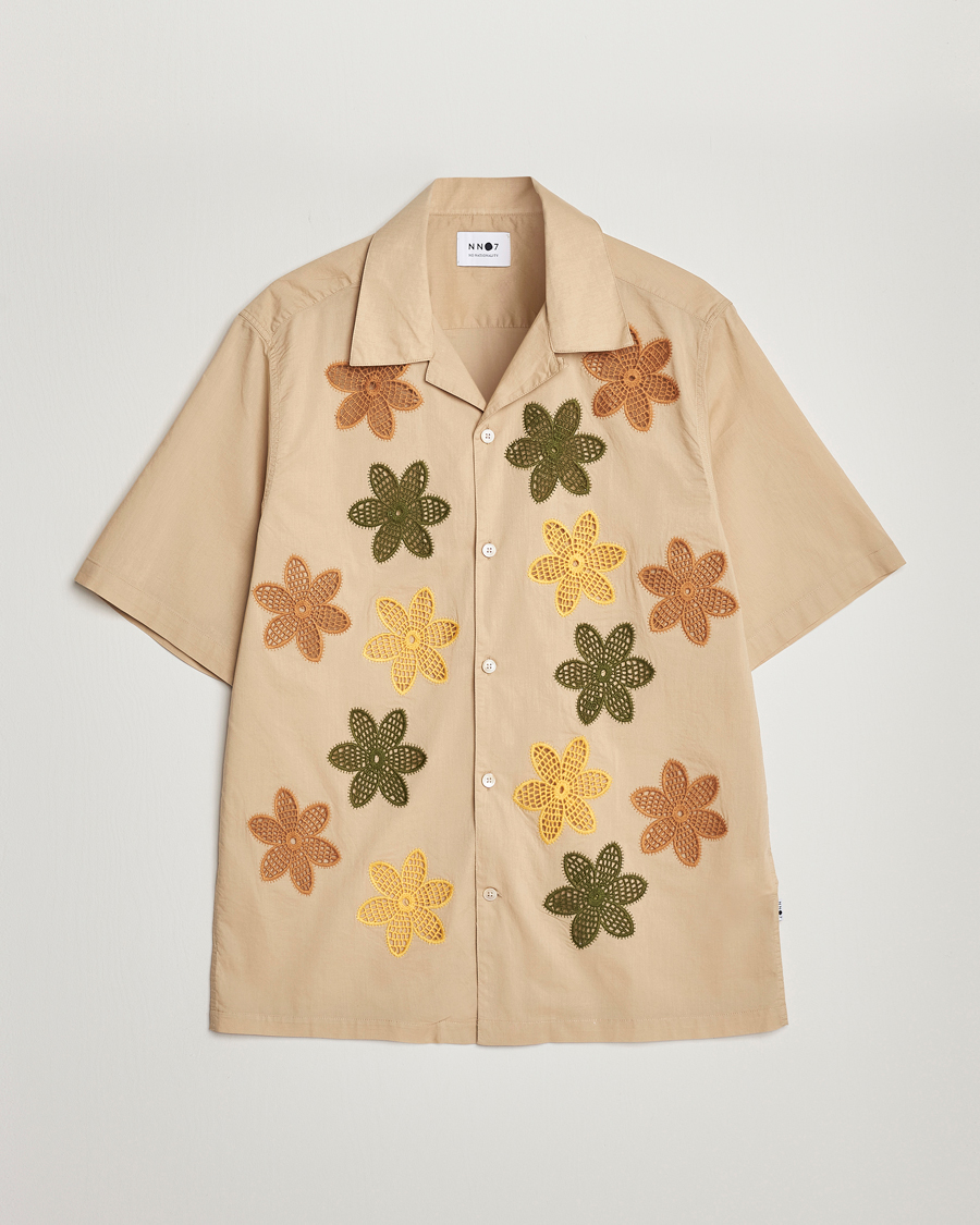 Herr | Skjortor | NN07 | Julio Flower Short Sleeve Shirt Cream