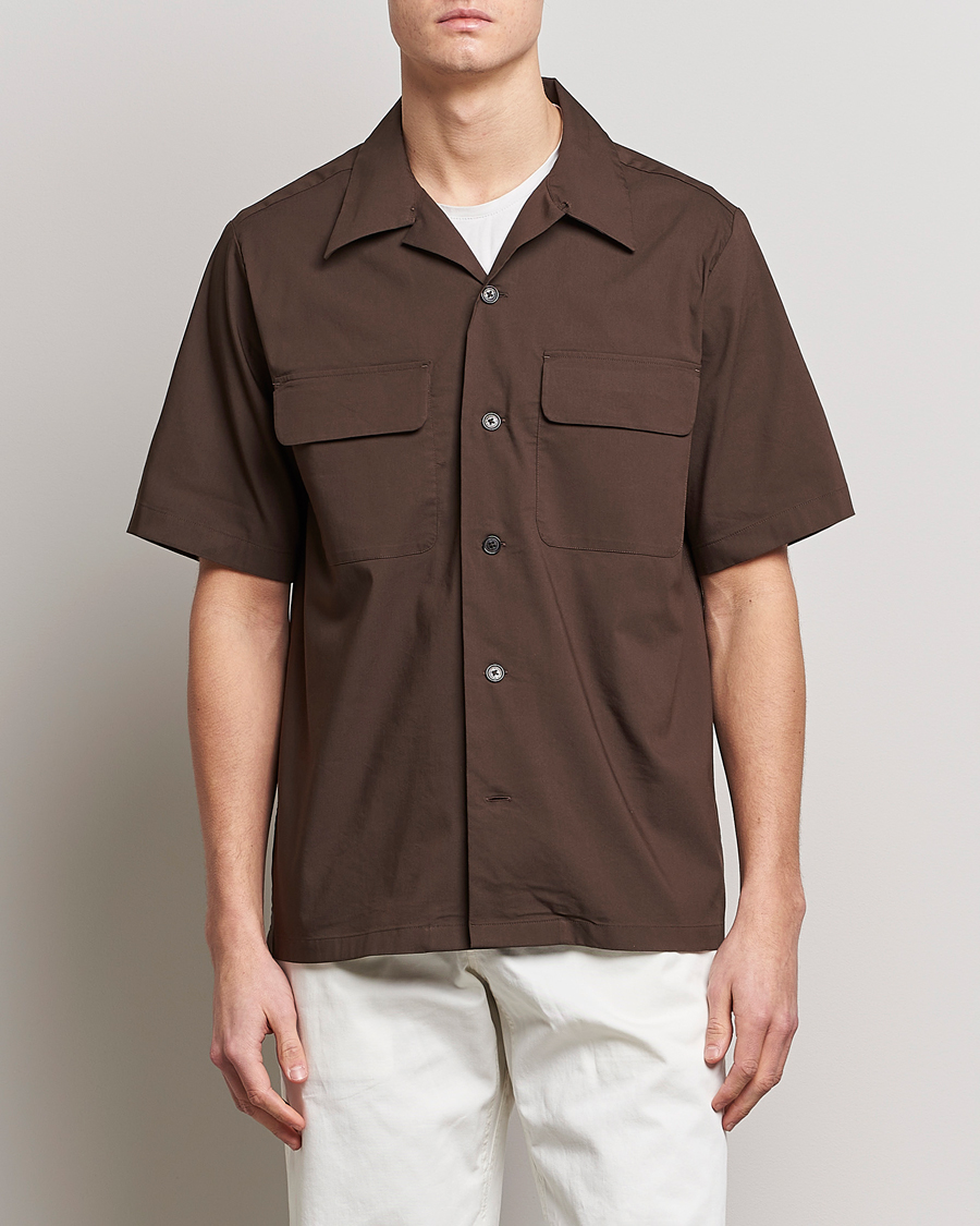 Herr | Kortärmade skjortor | NN07 | Daniel Pocket Resort Collar Shirt Brown