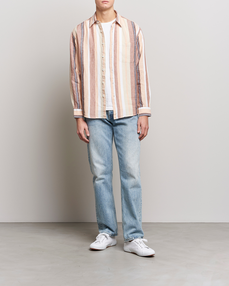 Herr | Skjortor | NN07 | Deon Linen Striped Shirt Multi