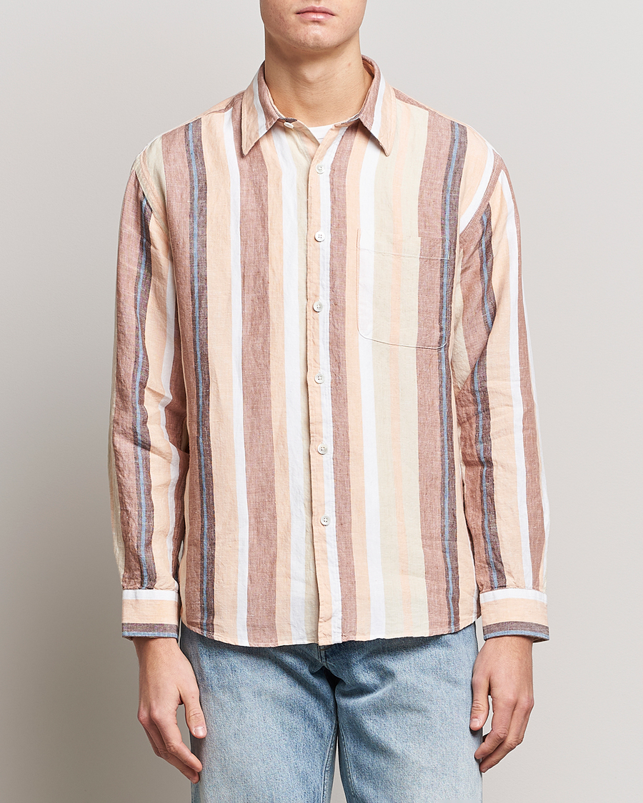 Herr | Skjortor | NN07 | Deon Linen Striped Shirt Multi