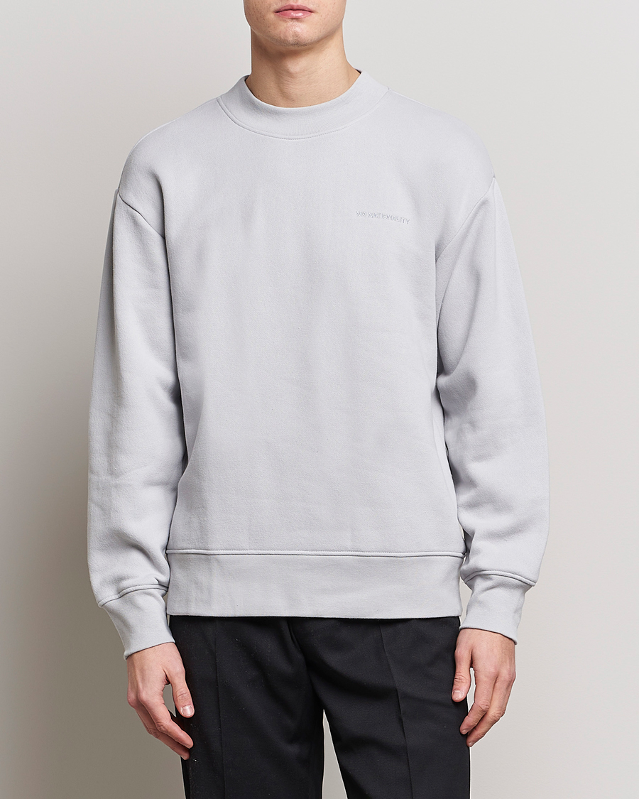 Herr | Grå Sweatshirts | NN07 | Briggs Mock Neck Sweater Harbour Mist