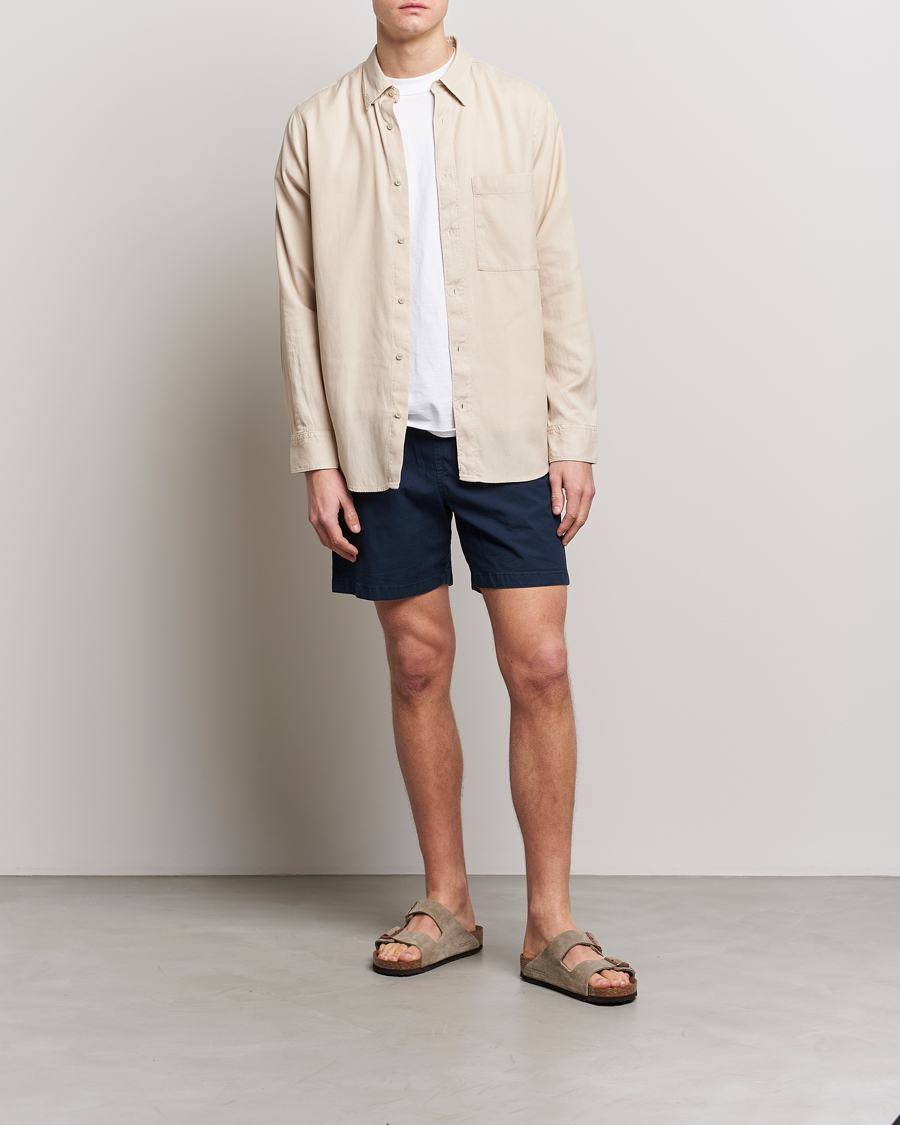 Herr | Shorts | NN07 | Gregor Tencel Drawstring Shorts Navy Blue