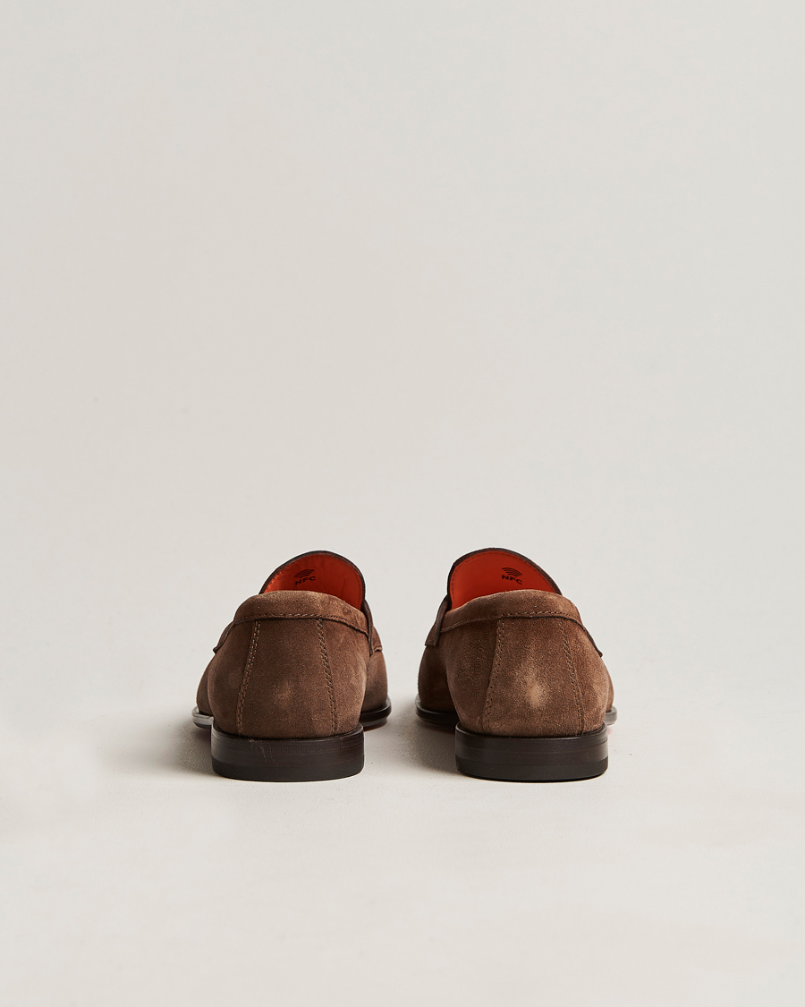 Herr | Santoni Penny Loafer Dark Brown Suede | Santoni | Penny Loafer Dark Brown Suede