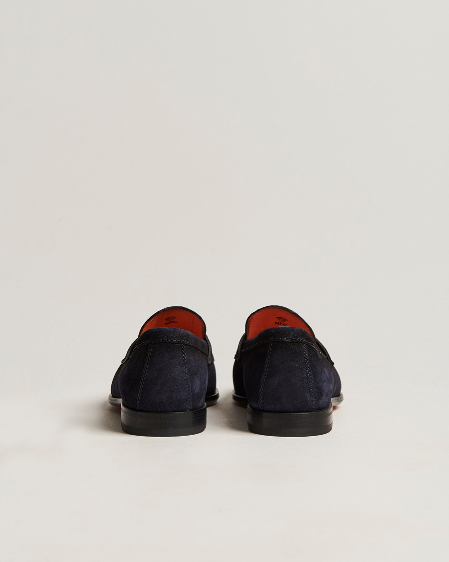 Herr | Santoni Penny Loafer Navy Suede | Santoni | Penny Loafer Navy Suede