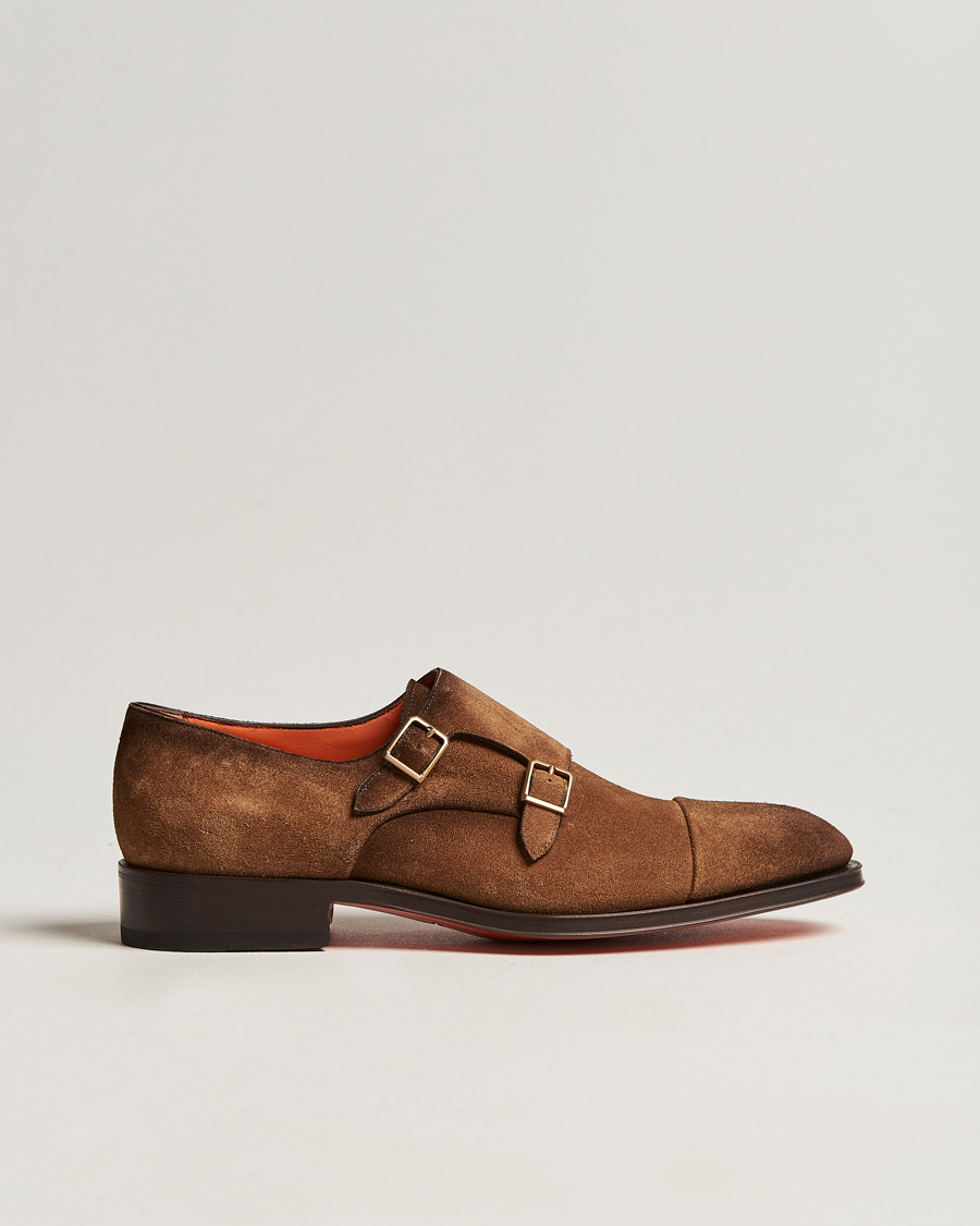 Herr | Santoni Double Monk Shoe Brown Suede | Santoni | Double Monk Shoe Brown Suede