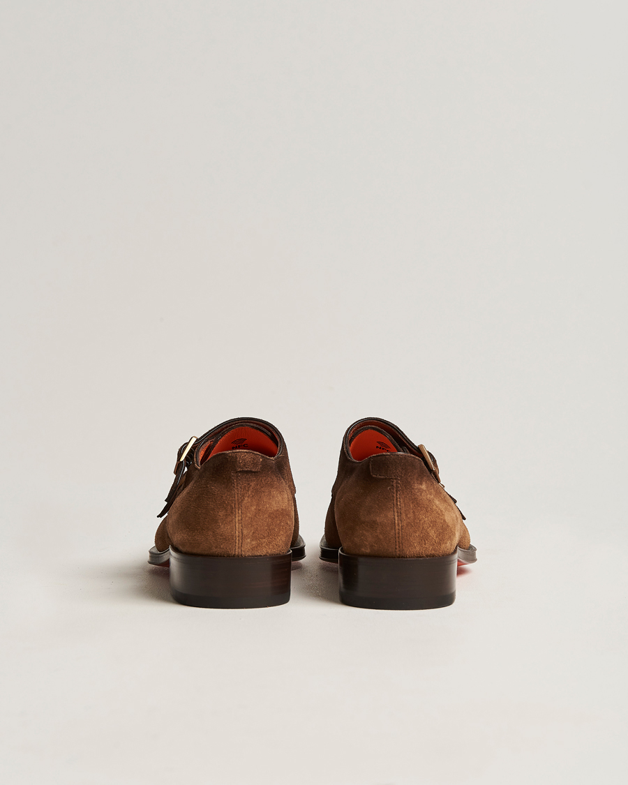 Herr | Santoni Double Monk Shoe Brown Suede | Santoni | Double Monk Shoe Brown Suede