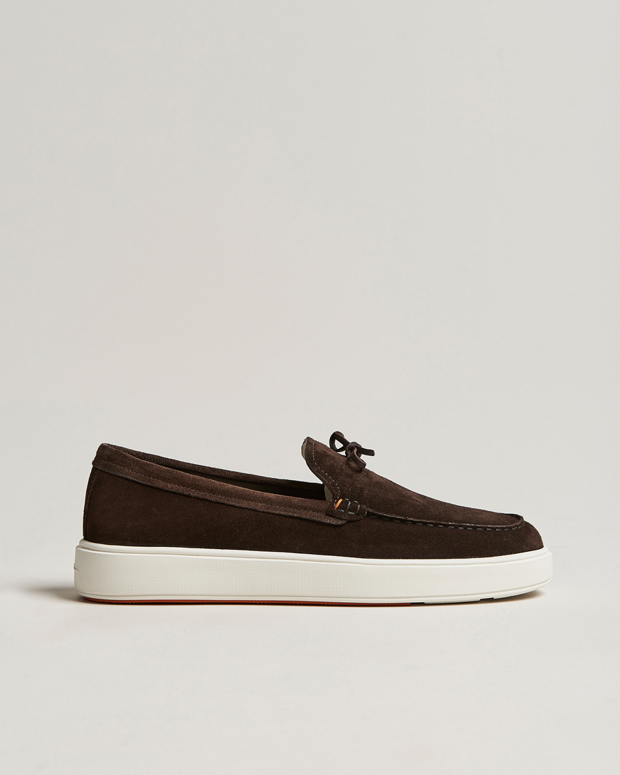 Herr | Santoni Lacetto Slip On Dark Brown Suede | Santoni | Lacetto Slip On Dark Brown Suede