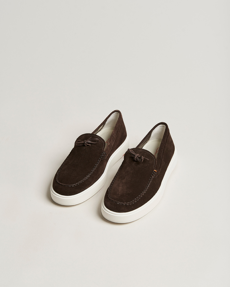 Herr | Santoni | Santoni | Lacetto Slip On Dark Brown Suede