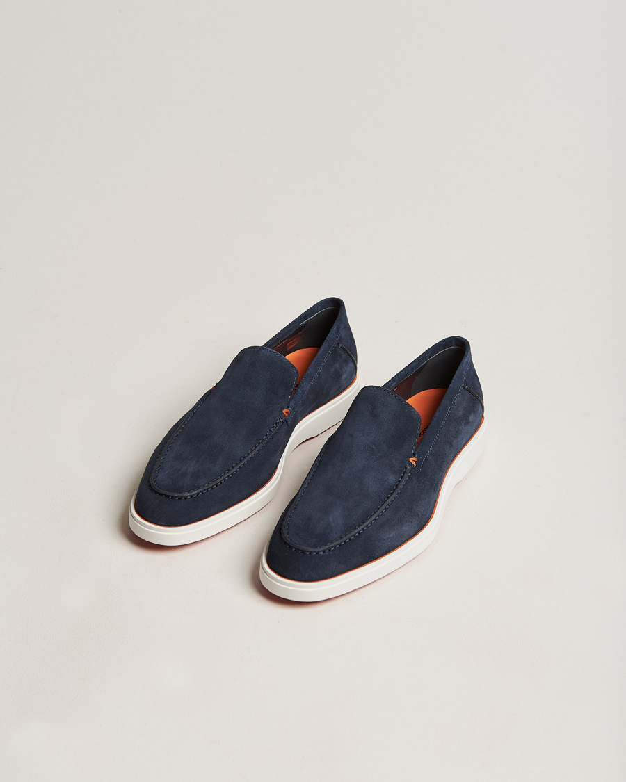 Herr | Santoni Summer Loafer Navy Suede | Santoni | Summer Loafer Navy Suede