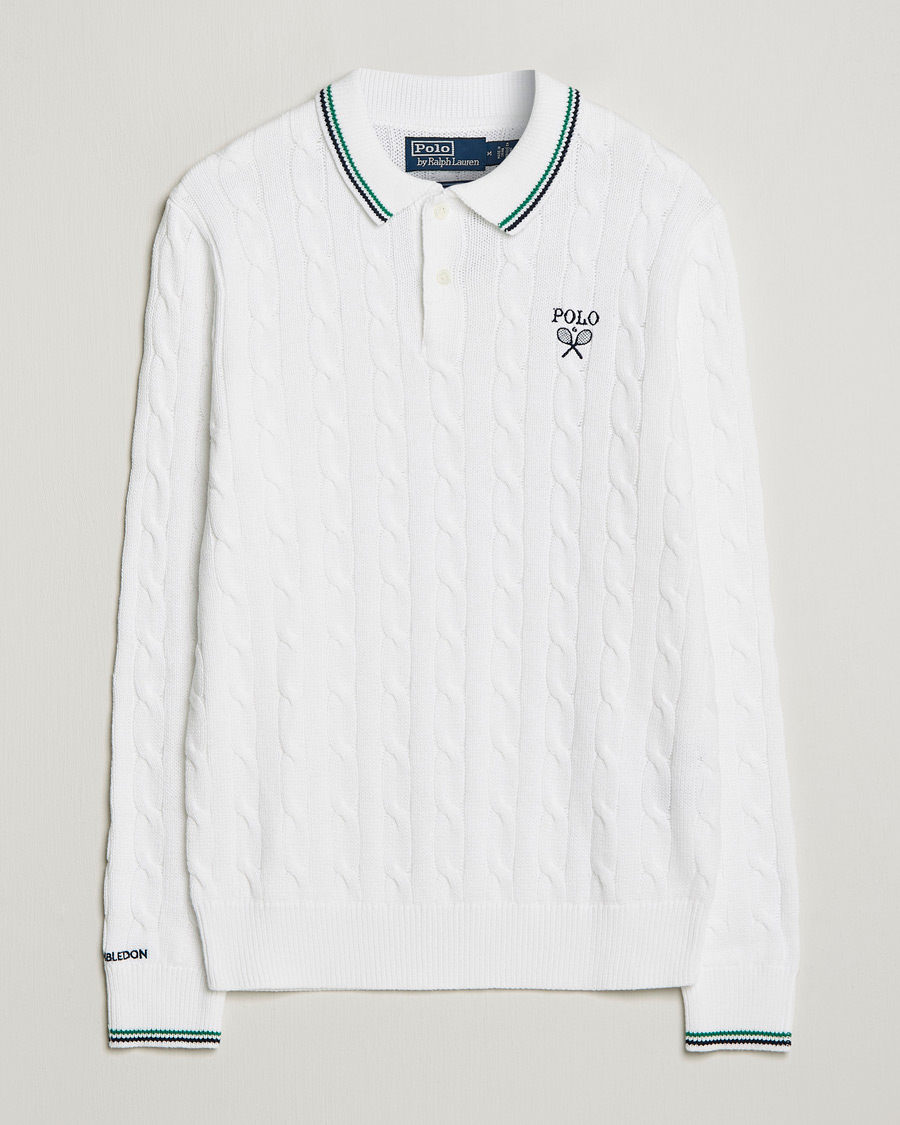 Herr | Tröjor | Polo Ralph Lauren | Cotton Cable Knitted Polo Ceramic White