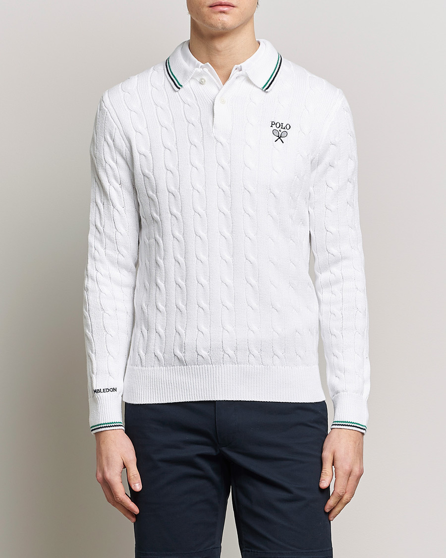 Herr | Tröjor | Polo Ralph Lauren | Cotton Cable Knitted Polo Ceramic White