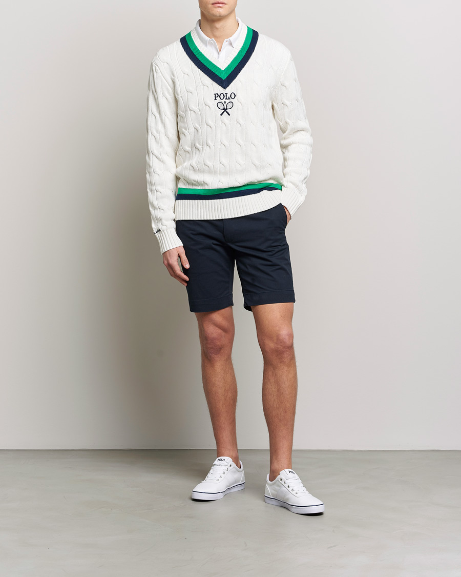 Herr | Tröjor | Polo Ralph Lauren | Knitted V-Neck Cricket Sweater Ceramic White