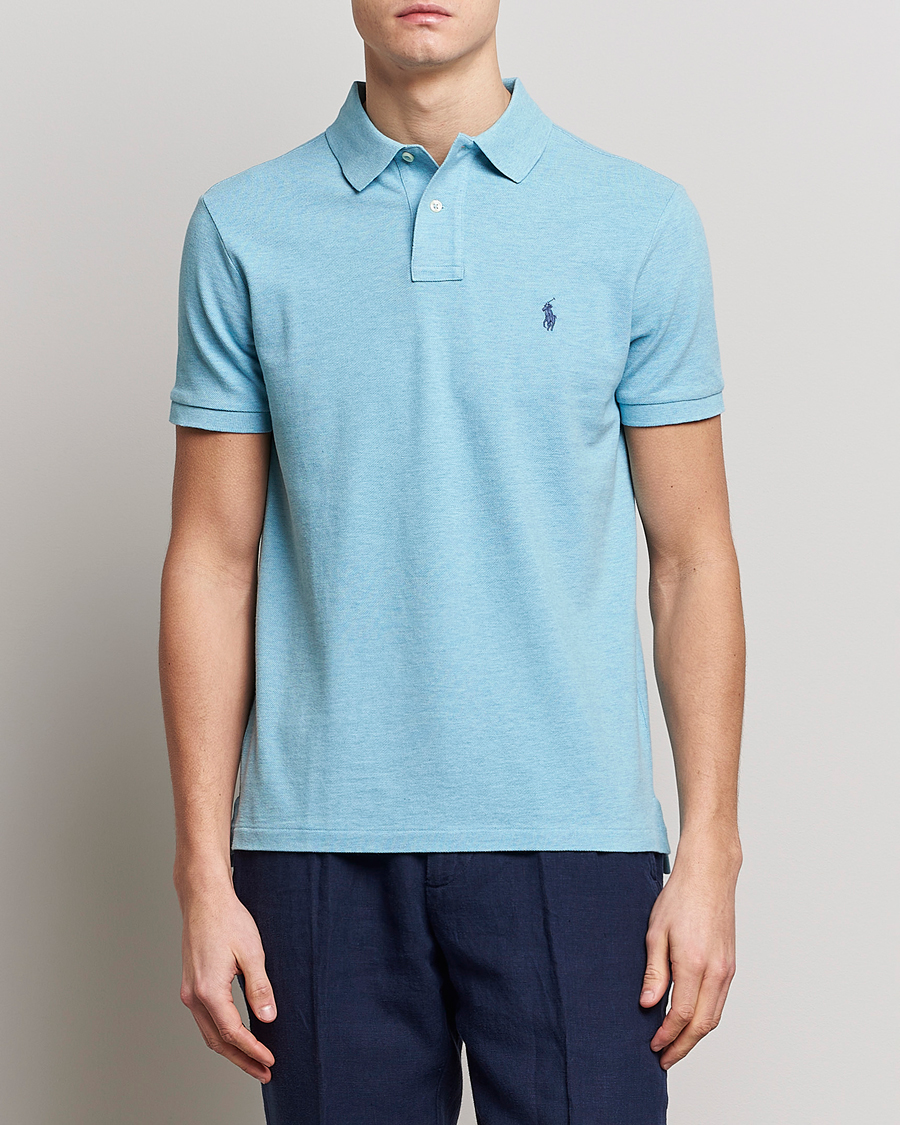 Herr | Pikéer | Polo Ralph Lauren | Custom Slim Fit Polo Watchhill Blue Heather