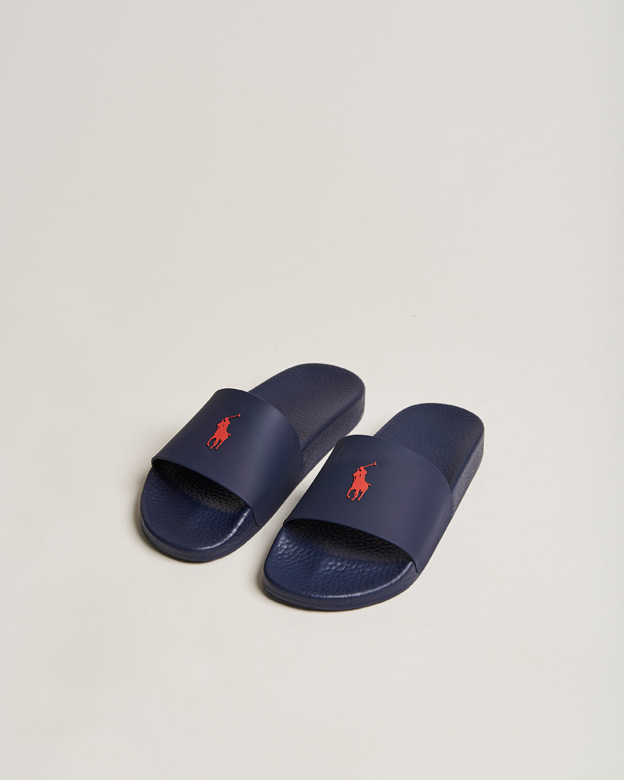 Herr | Polo Ralph Lauren Logo Slides Navy | Polo Ralph Lauren | Logo Slides Navy