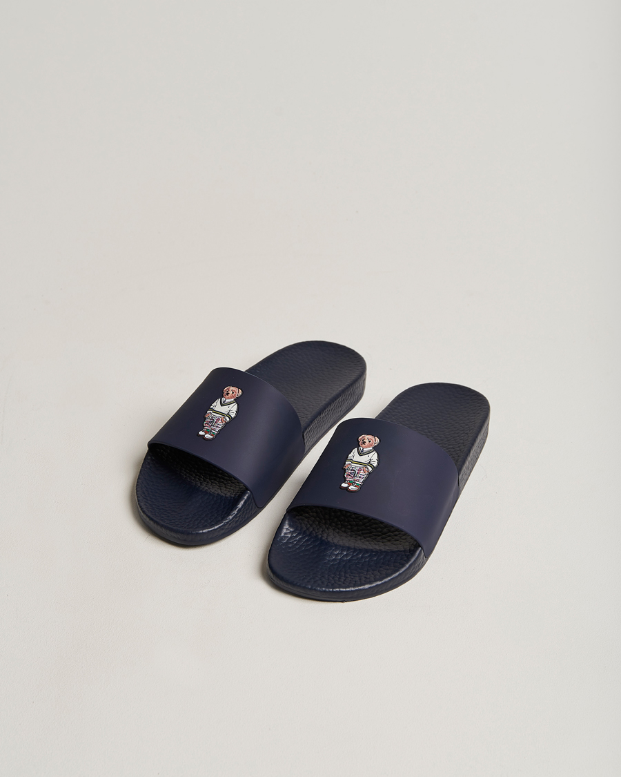 Herr | Polo Ralph Lauren Bear Slides Navy | Polo Ralph Lauren | Bear Slides Navy