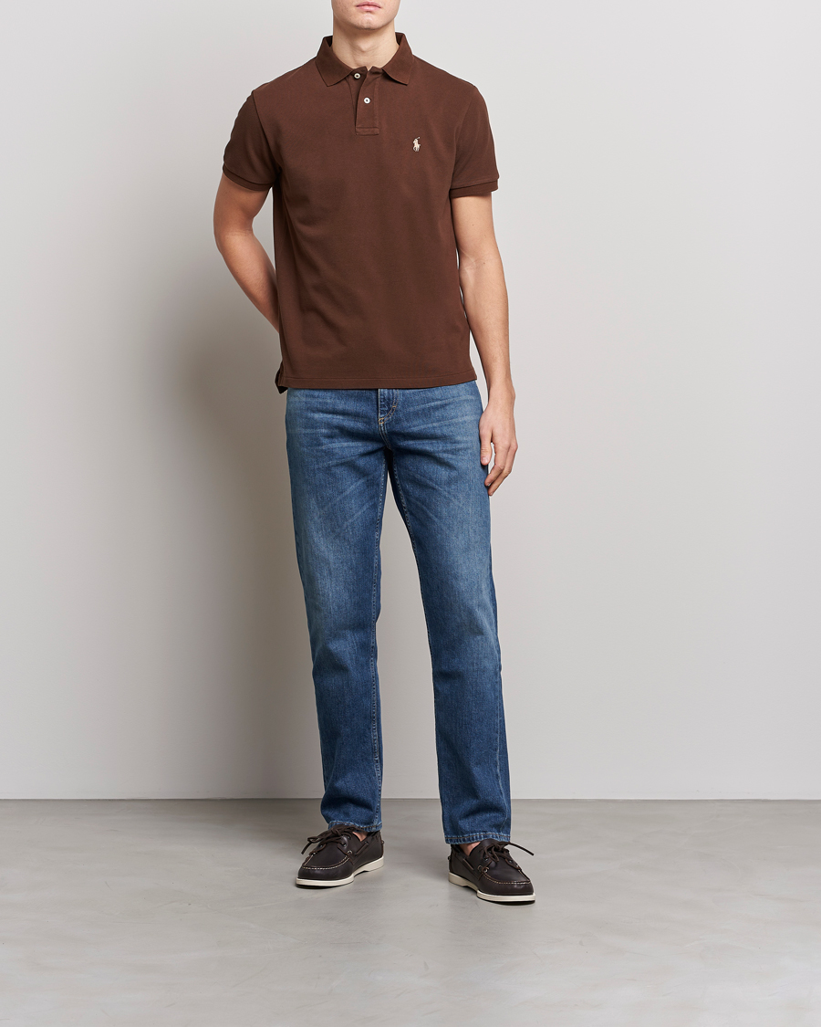 Herr | Pikéer | Polo Ralph Lauren | Custom Slim Fit Polo Branch Brown
