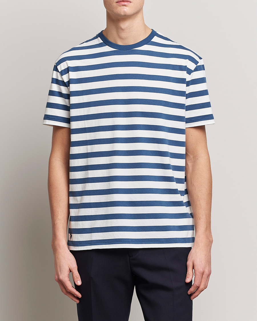 Herr | T-Shirts | Polo Ralph Lauren | Brushed Spa Jersey Striped Crew Neck T-Shirt White/Blue