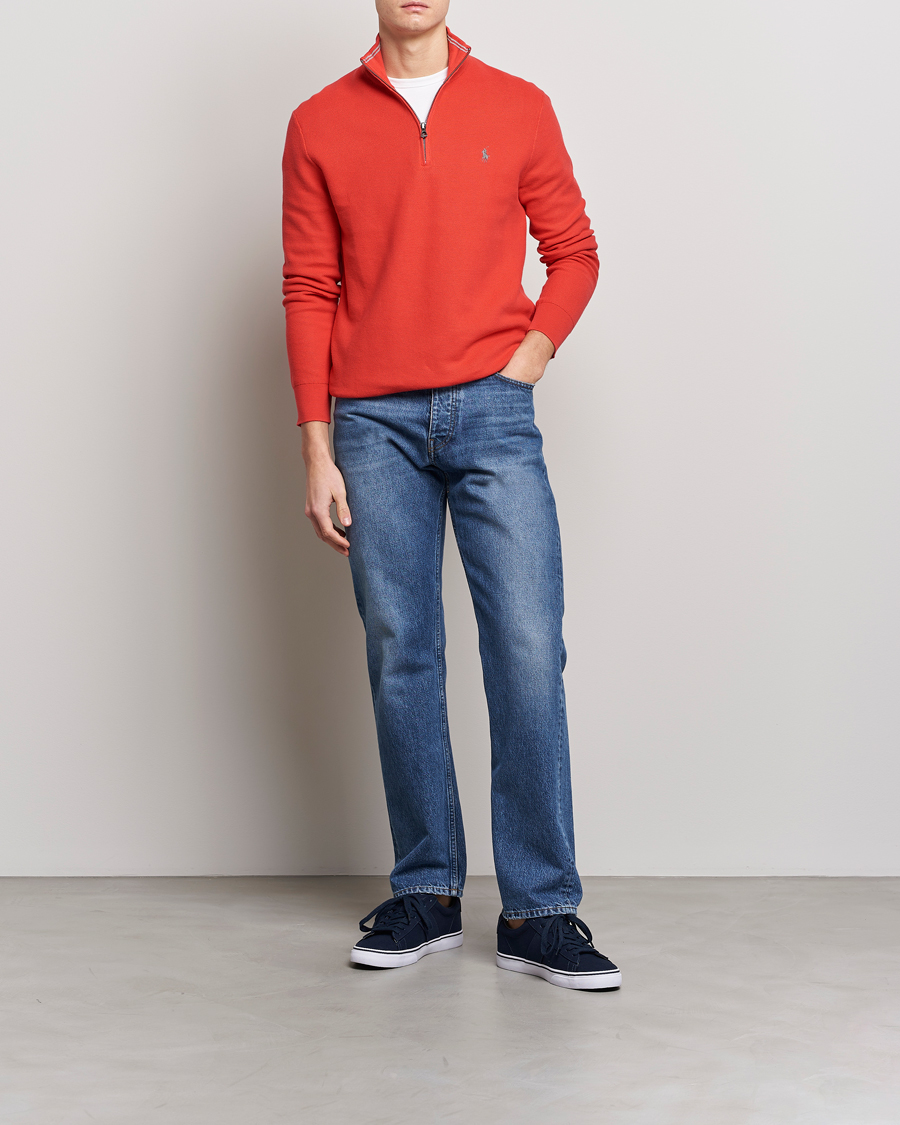 Herr | Tröjor | Polo Ralph Lauren | Textured Half-Zip Red Reef