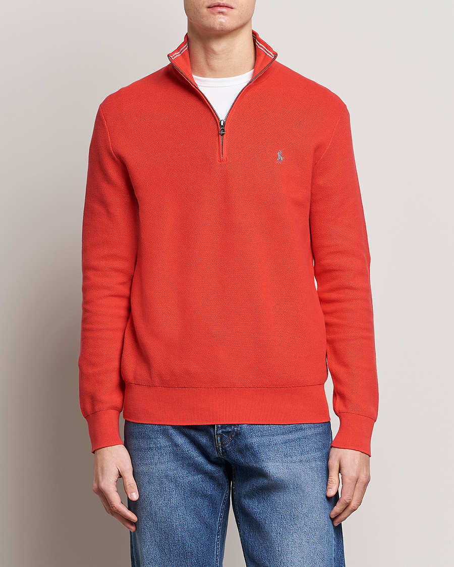 Herr | Tröjor | Polo Ralph Lauren | Textured Half-Zip Red Reef