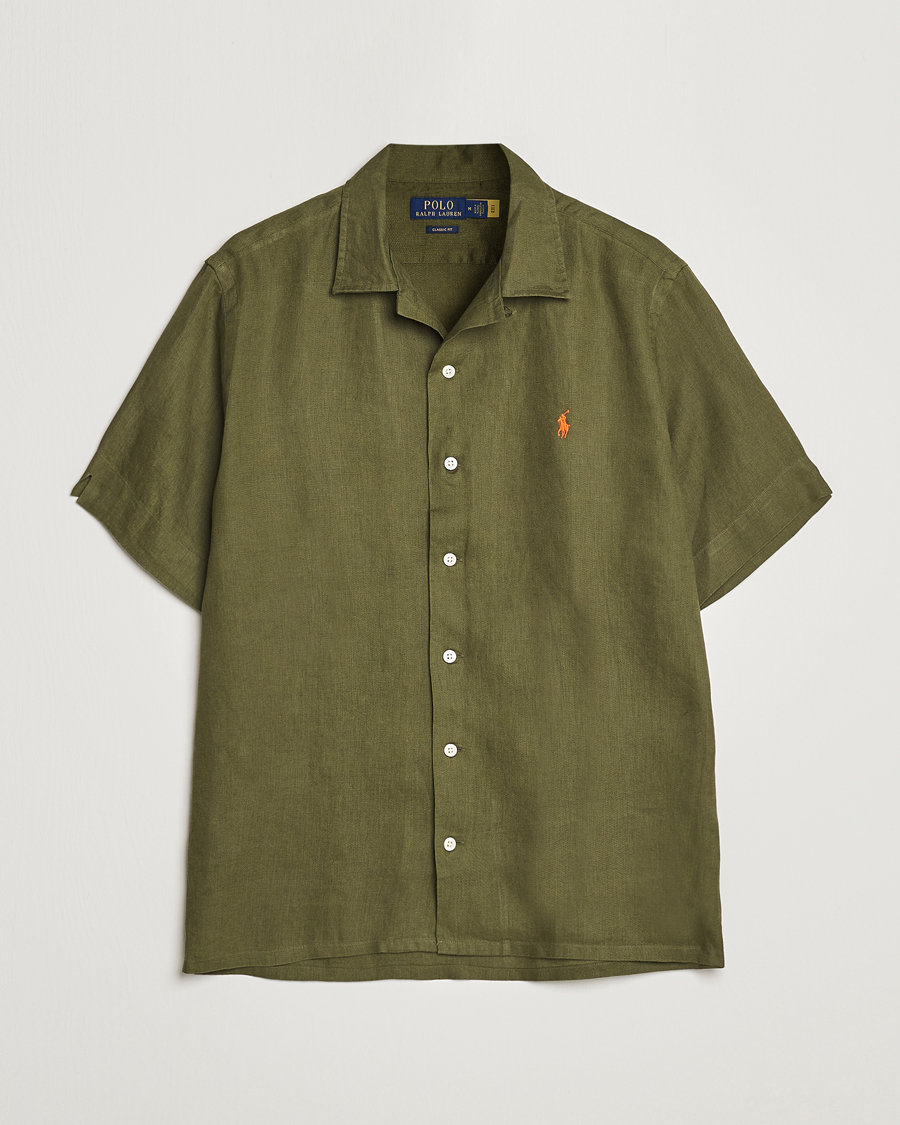 Herr | Skjortor | Polo Ralph Lauren | Linen Camp Collar Short Sleeve Shirt Dark Sage