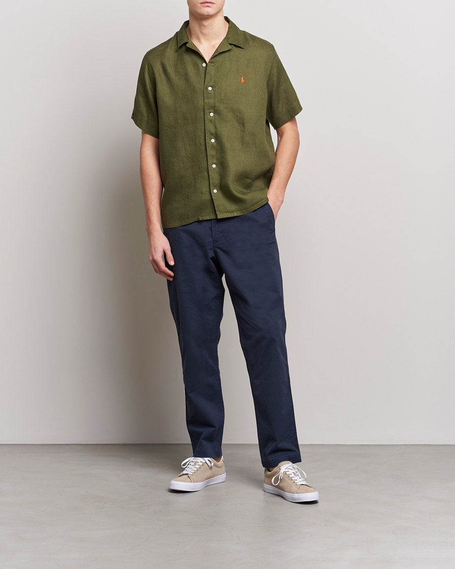 Herr | Skjortor | Polo Ralph Lauren | Linen Camp Collar Short Sleeve Shirt Dark Sage