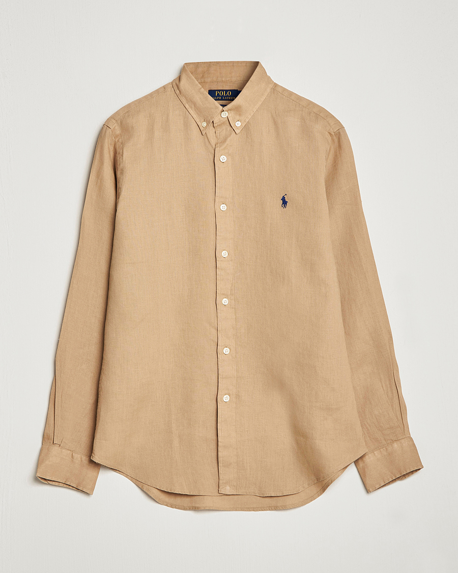 Herr | Skjortor | Polo Ralph Lauren | Slim Fit Linen Button Down Shirt Vintage Khaki
