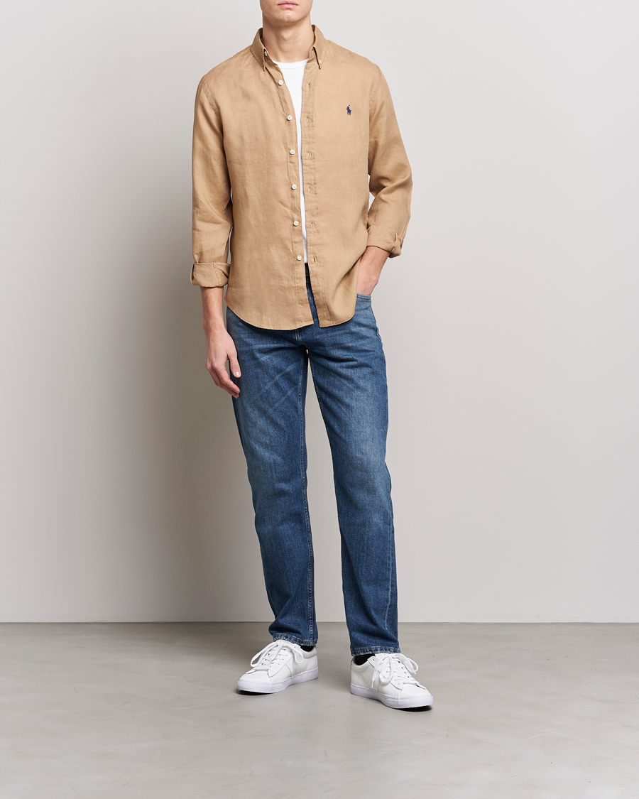 Herr | Skjortor | Polo Ralph Lauren | Slim Fit Linen Button Down Shirt Vintage Khaki