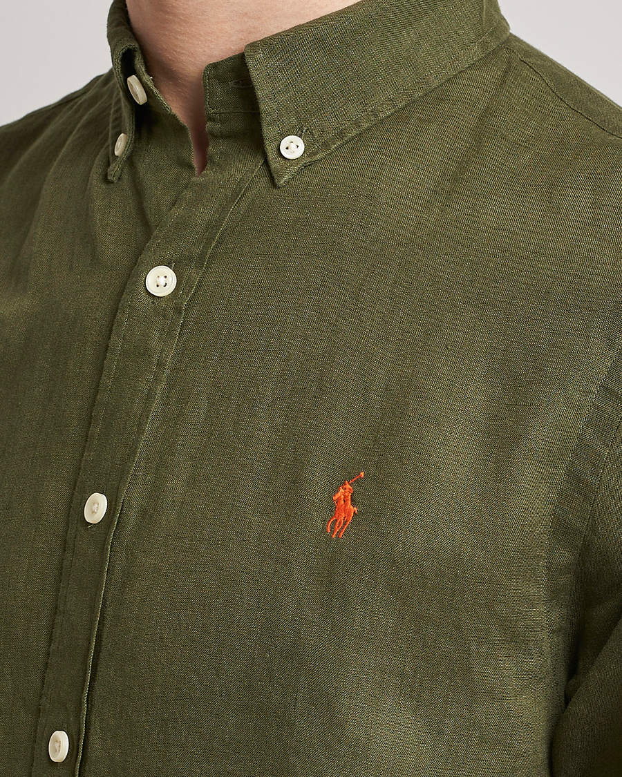 Herr | Skjortor | Polo Ralph Lauren | Slim Fit Linen Button Down Shirt Dark Sage
