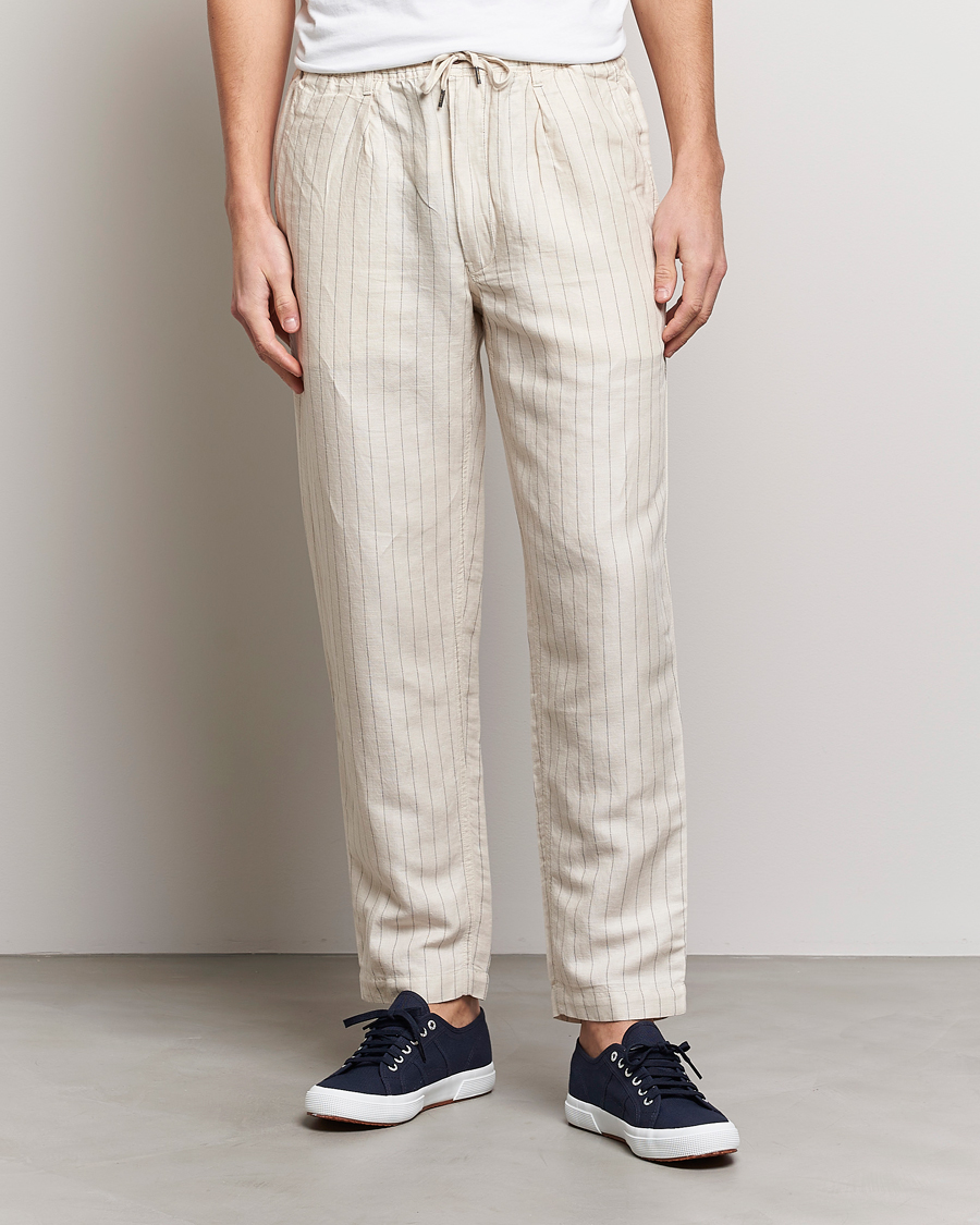 Herr | Drawstringbyxor | Polo Ralph Lauren | Prepster Linen/Tencel Pinstripe Trousers Andover Cream