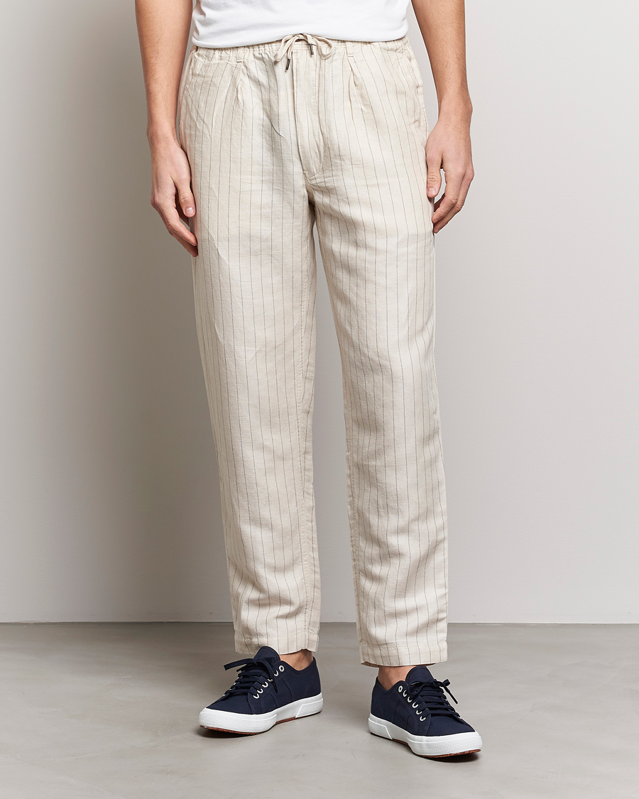 Herr | Byxor | Polo Ralph Lauren | Prepster Linen/Tencel Pinstripe Trousers Andover Cream