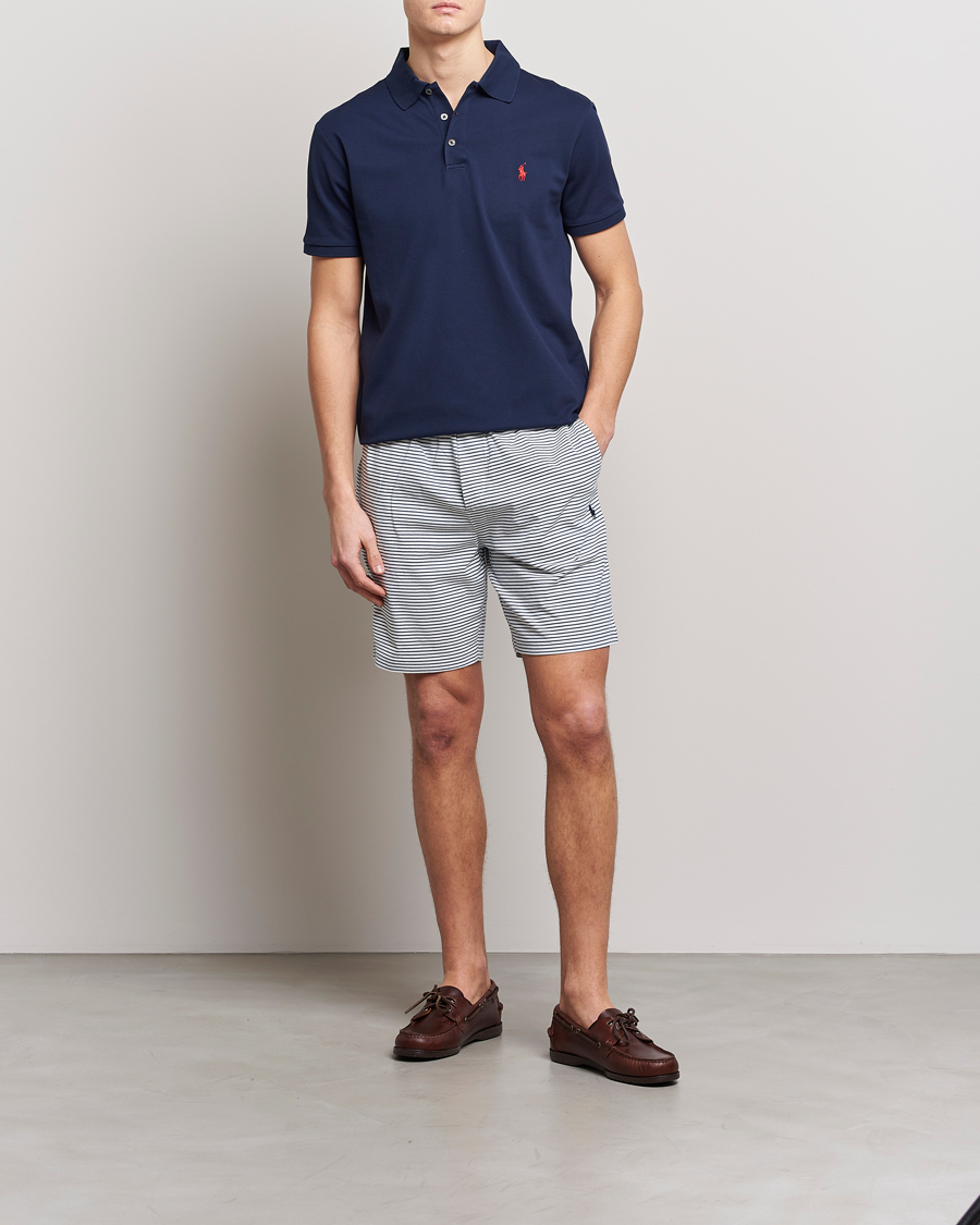 Herr | Shorts | Polo Ralph Lauren | Brused Spa Jersey Striped Sweatshorts White/Blue