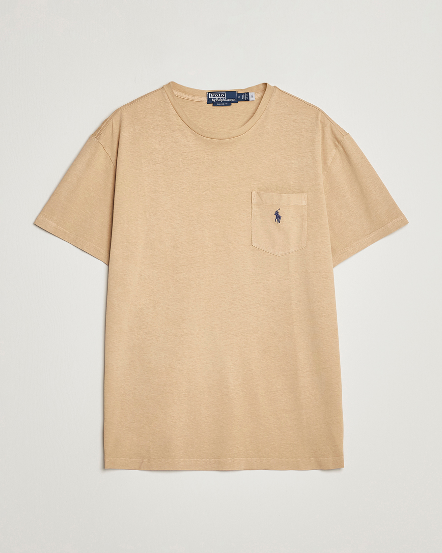 Herr | T-Shirts | Polo Ralph Lauren | Cotton/Linen Crew Neck T-Shirt Vintage Khaki