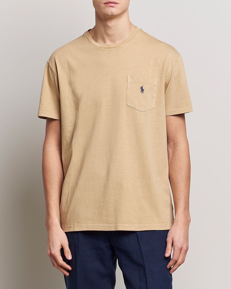 Herr | T-Shirts | Polo Ralph Lauren | Cotton/Linen Crew Neck T-Shirt Vintage Khaki