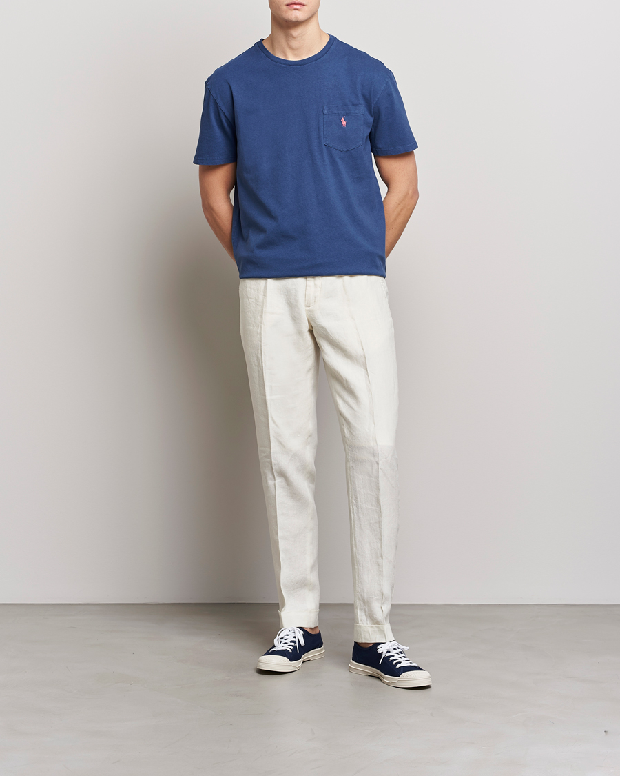 Herr | T-Shirts | Polo Ralph Lauren | Cotton/Linen Crew Neck T-Shirt Light Navy