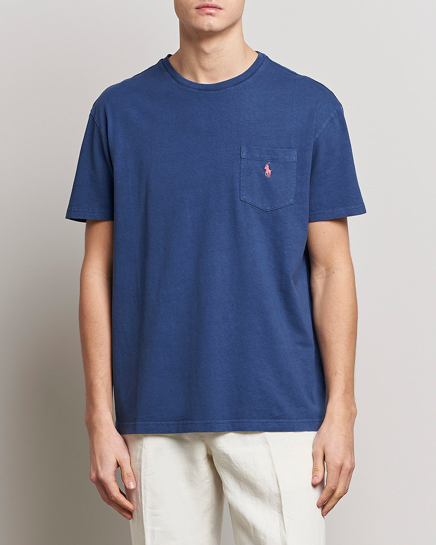 Herr | T-Shirts | Polo Ralph Lauren | Cotton/Linen Crew Neck T-Shirt Light Navy