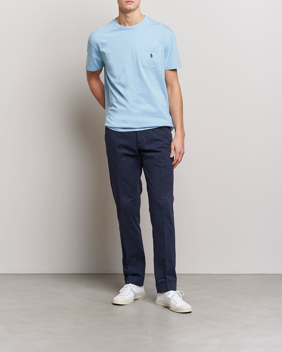Herr | T-Shirts | Polo Ralph Lauren | Cotton/Linen Crew Neck T-Shirt Powder Blue