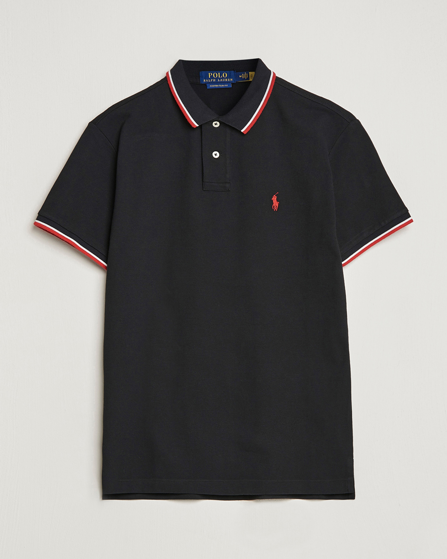 Herr | Pikéer | Polo Ralph Lauren | Custom Slim Fit Tipped Polo Black