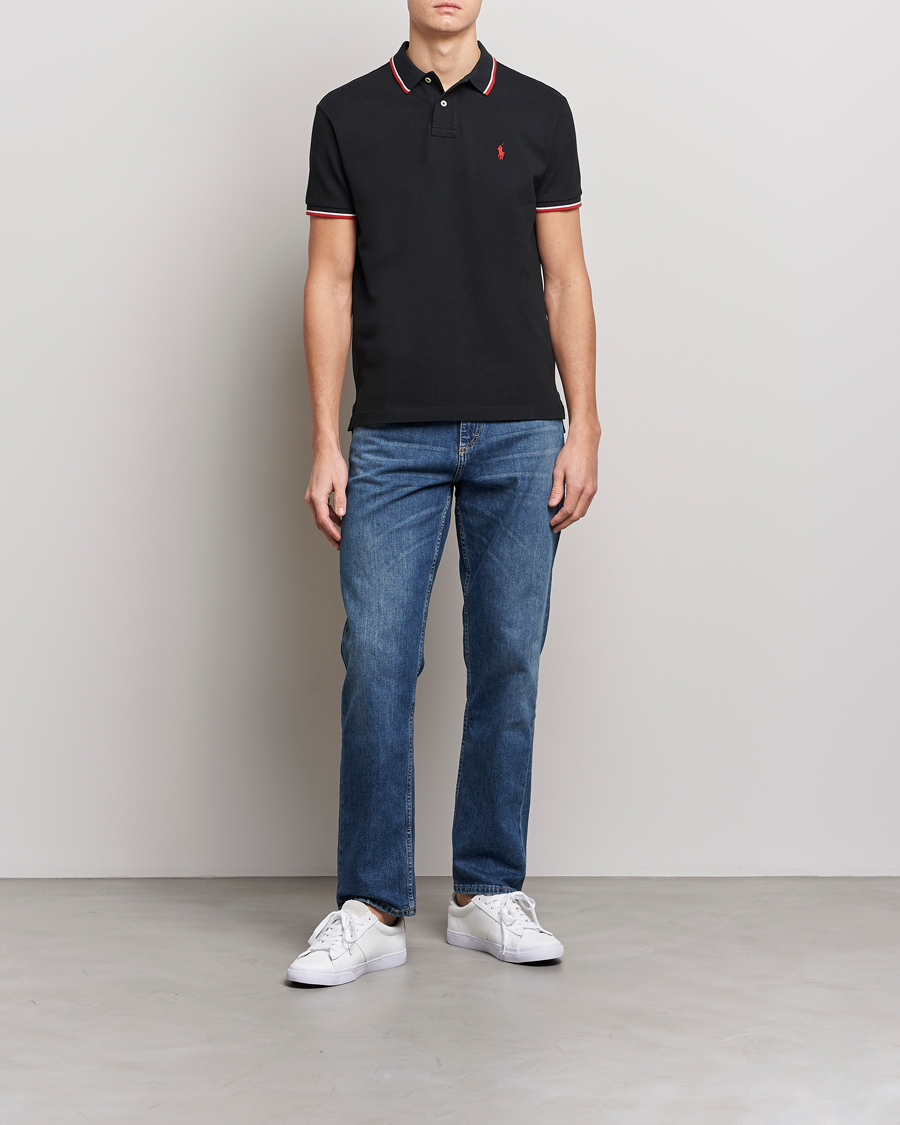 Herr | Pikéer | Polo Ralph Lauren | Custom Slim Fit Tipped Polo Black
