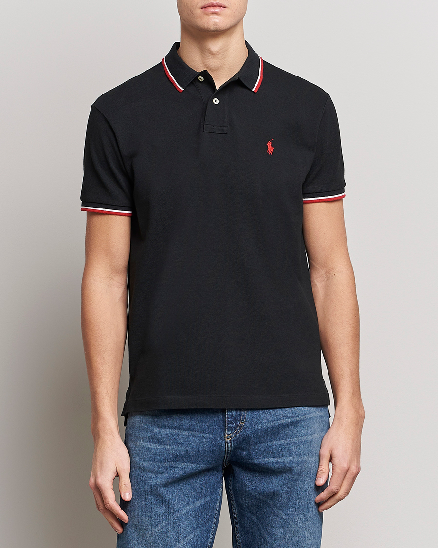 Herr | Pikéer | Polo Ralph Lauren | Custom Slim Fit Tipped Polo Black