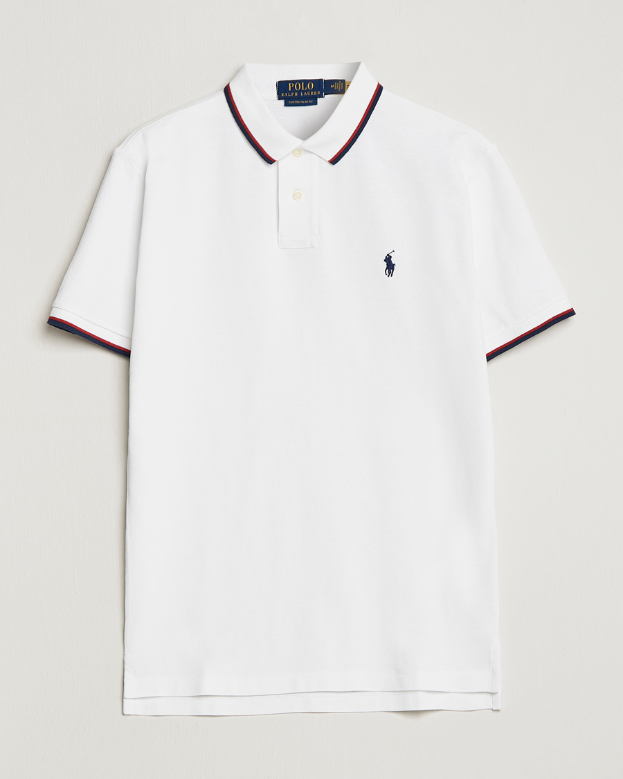 Herr | Pikéer | Polo Ralph Lauren | Custom Slim Fit Tipped Polo White